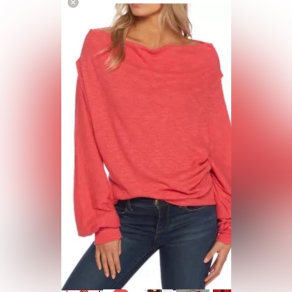 We The Free Sweaters - 🌟💗We The Free Skyline Thermal Off-Shoulder Long Sleeve Top-Coral Pink - Size M